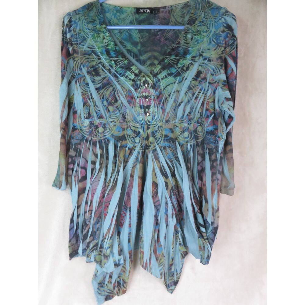 Apt 9 Women's Blouse Size XL 3/4 Sleeve V Neck Multi Colored